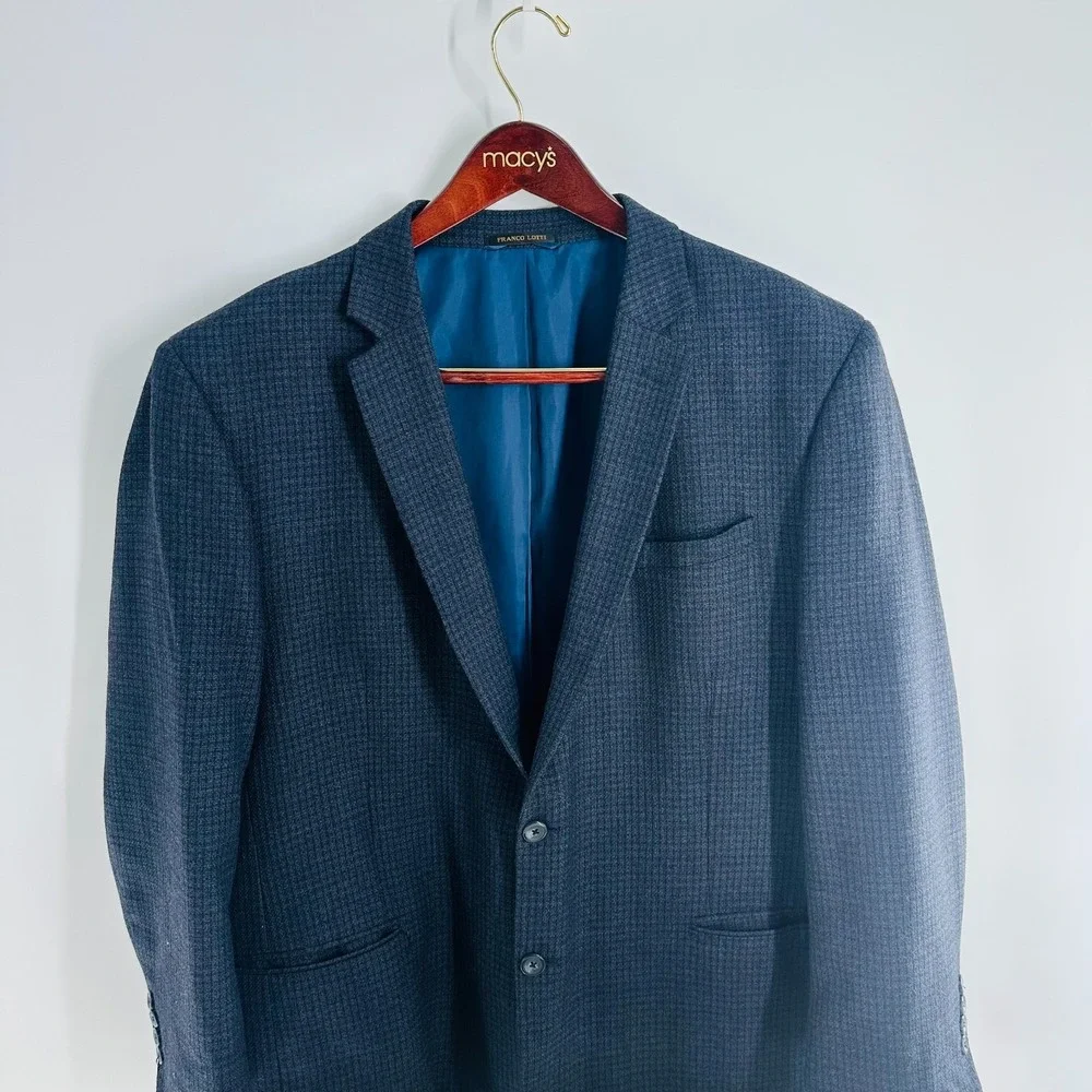 Franco‎ Lotti 2 Button Long Sleeve Classic Jacket Sport Blazer Blue Size 22 × 31